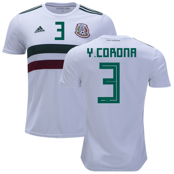 Mexico #3 Y.Corona Away Kid Soccer Country Jersey - Click Image to Close